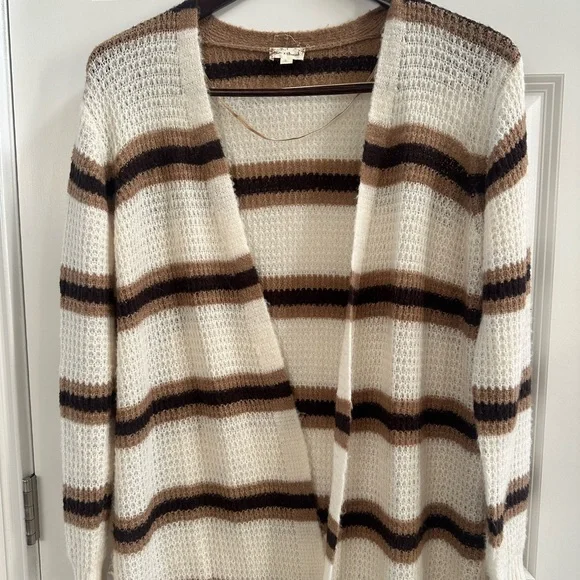 Hem & Thread Striped Open-Front Cardigan Sweater - Lage - Picture 6 of 7